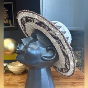 Vintage Peruvian Wide Brim Boho EarthTones South America Wool Hat Festival